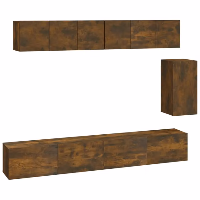 Set di Mobili Porta TV 6 pz | Armadietto TV | Mobile Porta TV Rovere Fumo in Legno Multistrato
