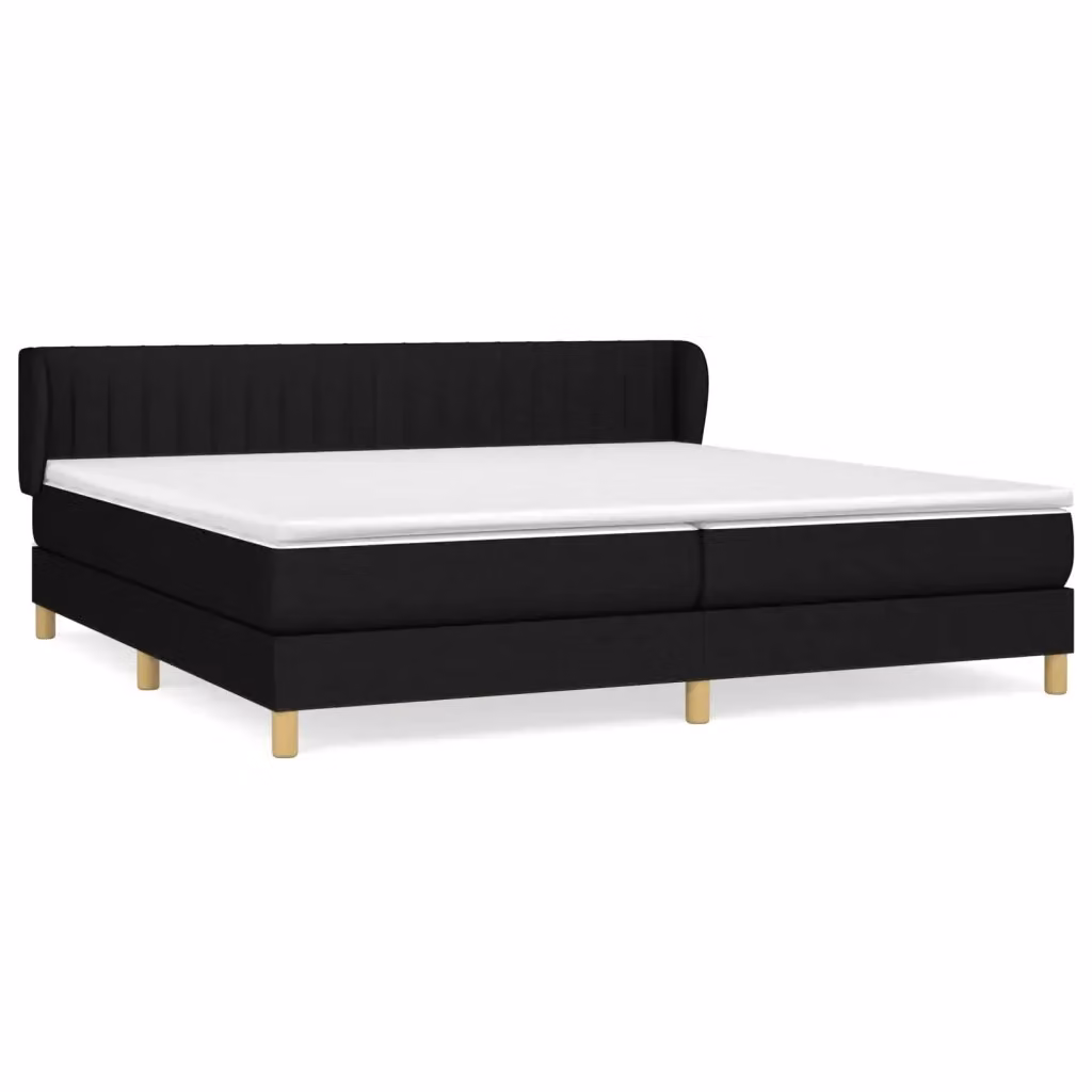 Letto Ibrido vidaXL con Giroletto a Molle e Materasso in Tessuto Nero e Bianco L/P: 200 x 200 cm – 2