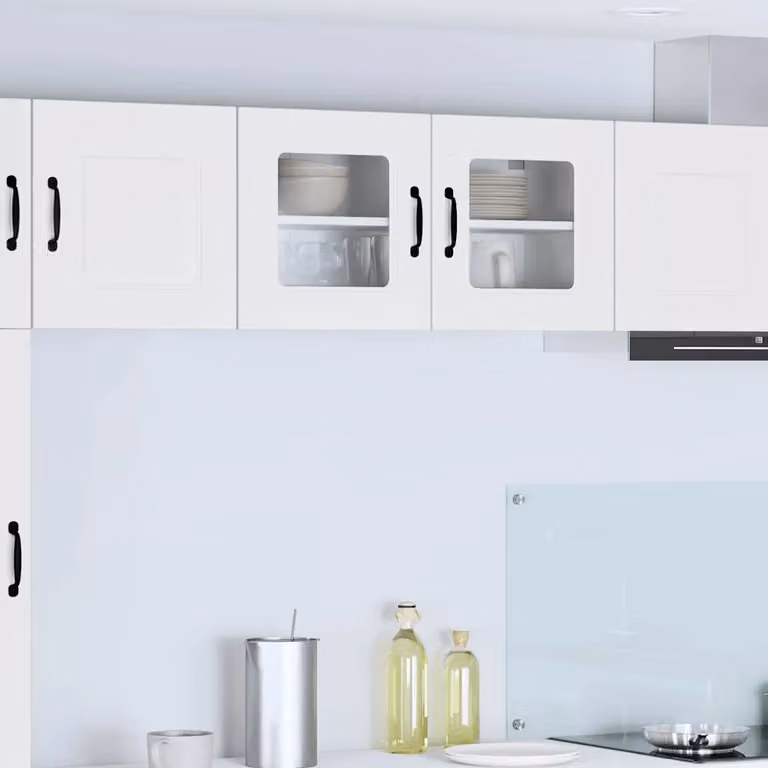 vidaXL Mobile Unità a muro Kalmar Bianco con ante in vetro e ripiani interni L: 80 cm, P: 31 cm, H: 40 cm