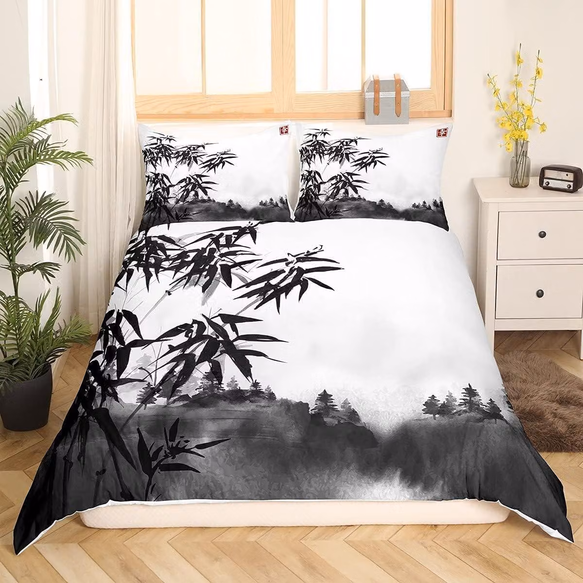 Set di lenzuola singole con motivo in stile cinese
