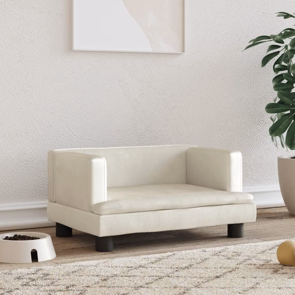 The Living Store Letto per cani Crema 60x40x30 cm in velluto