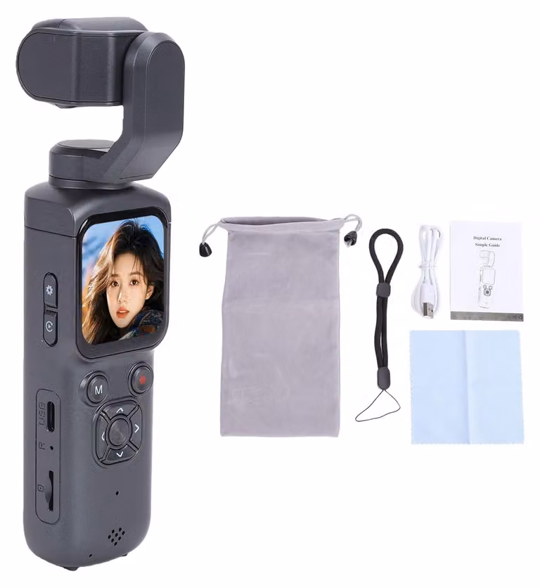 Videocamera portatile 4K da 64 MP con WiFi, registratore digitale anti-vibrazioni per vlogging e viaggi all'aperto