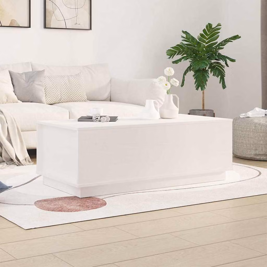 vidaXL Tavolino da Salotto Moderno Bianco in Legno di Pino con Meccanismo Sollevabile L: 100 cm, P: 50 cm, H: 35 cm
