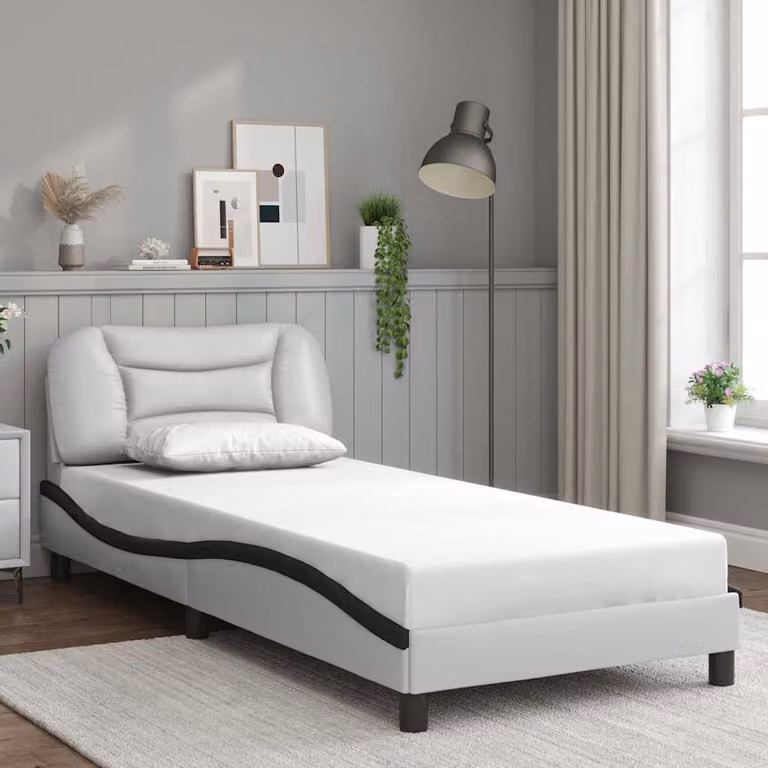 Giroletto senza materasso Hvar vidaXL in similpelle bianco e nero L/P/H: 200 x 90 x 74,5 cm