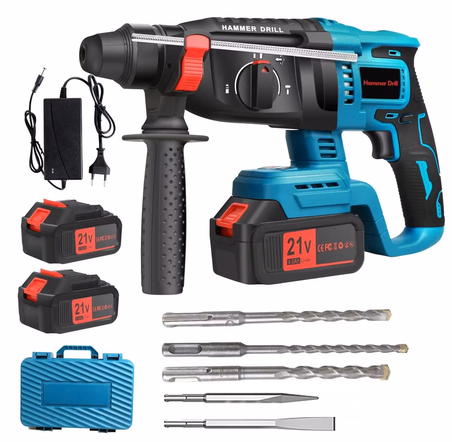 Accuboorhamer senza spazzole - 21 Volt - 4000 mAh - 2 batterie - SDS Plus