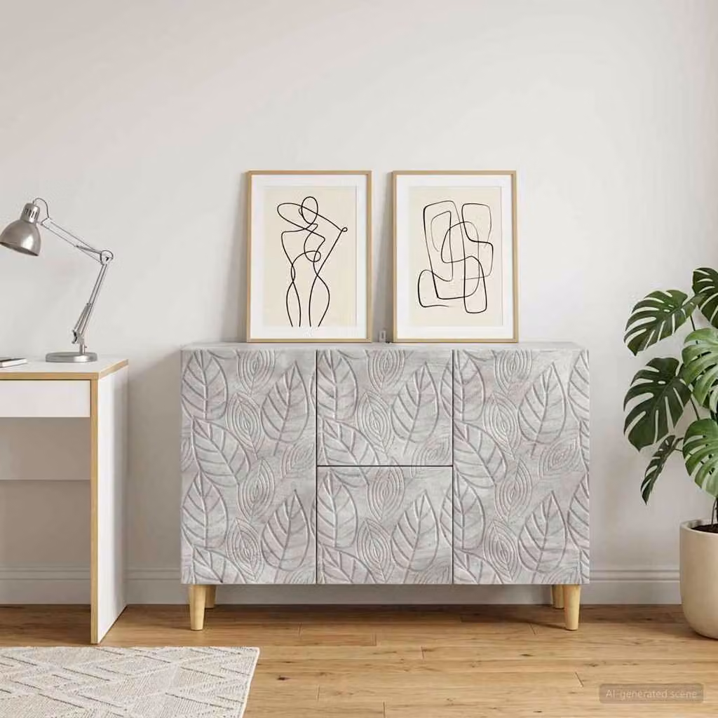 Credenza moderna vidaXL in legno ingegnerizzato, colore grigio cemento, L 89 x P 34,5 x H 60 cm
