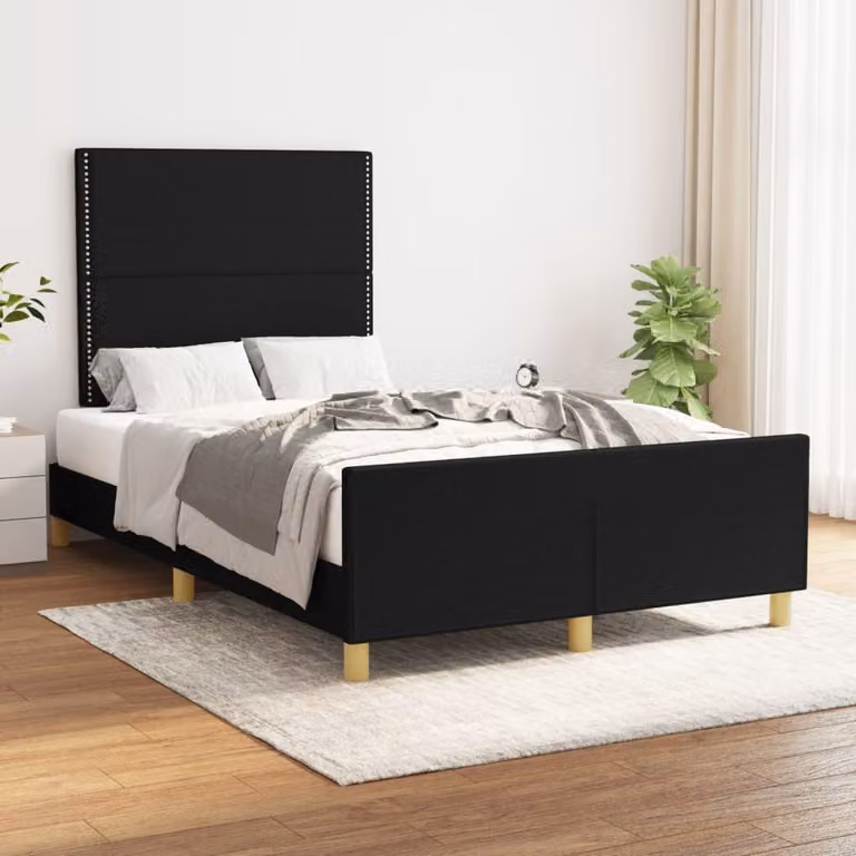 The Living Store Struttura letto con testiera nera 120x200 cm in tessuto