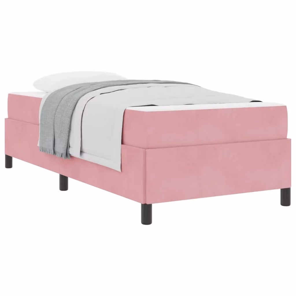 Struttura del letto imbottita vidaXL in tessuto rosa con legno e metallo L 200 x P 80 x H 55 cm – 2