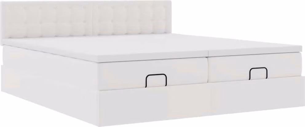 Struttura Letto Pouf con Materassi Bianco 180x200 cm Pelle finta