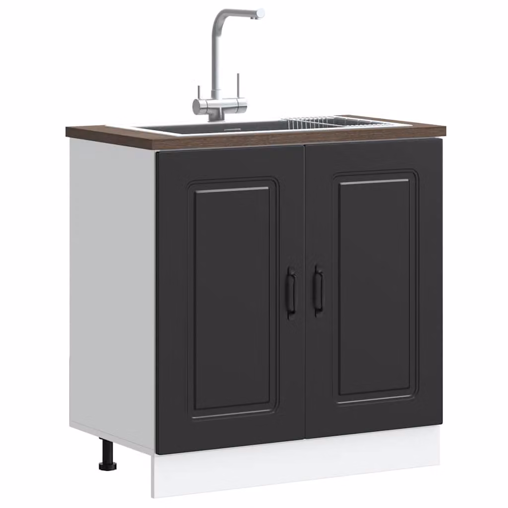 Base lavello mobile Kalmar vidaXL Nero opaco L: 80 cm, P: 46 cm, H: 81,5 cm in MDF