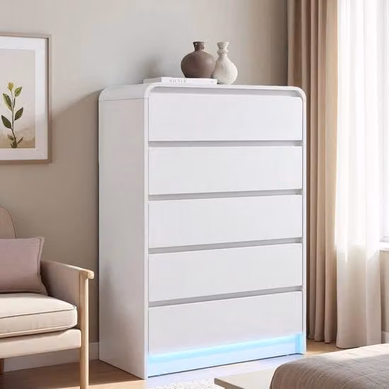 Cassettiere - 5 contenitori - Design minimalista - 73B x 40D x 110H cm - Comodino
