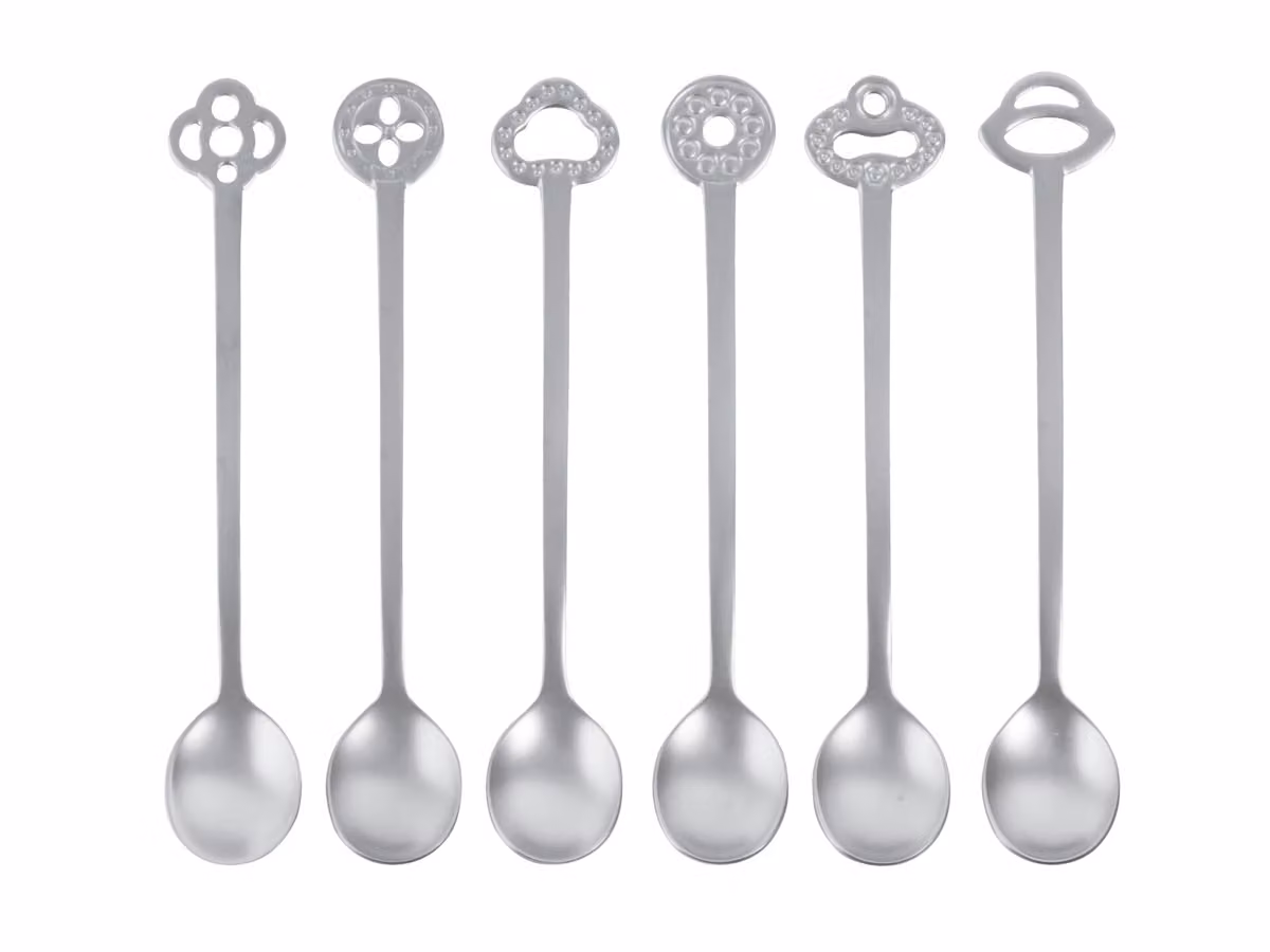 Party Item Oriental Set di 6 Cucchiaini - Acciaio Anticato