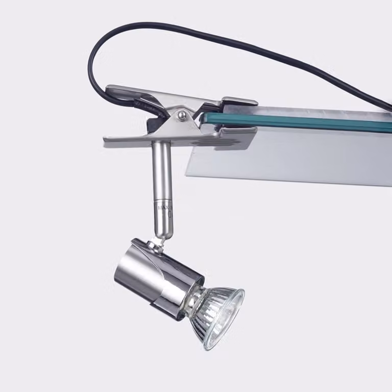 Fabas Luce Lampada con morsetto Alice, Alluminio / Grigio / Zincato, Soggiorno / Sala da pranzo, Metallo, Moderno, Lampada con morsetto