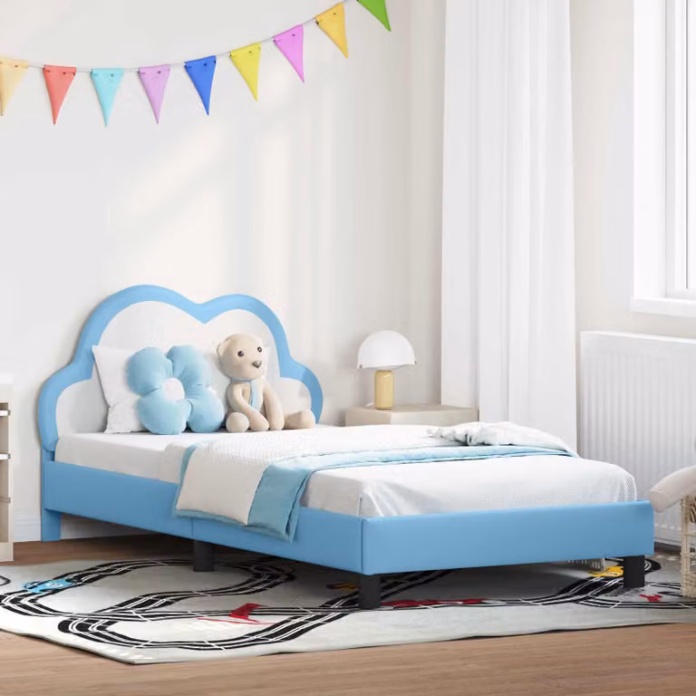 Struttura letto per bambini vidaXL con testata imbottita in similpelle blu, L 90 x P 200 cm