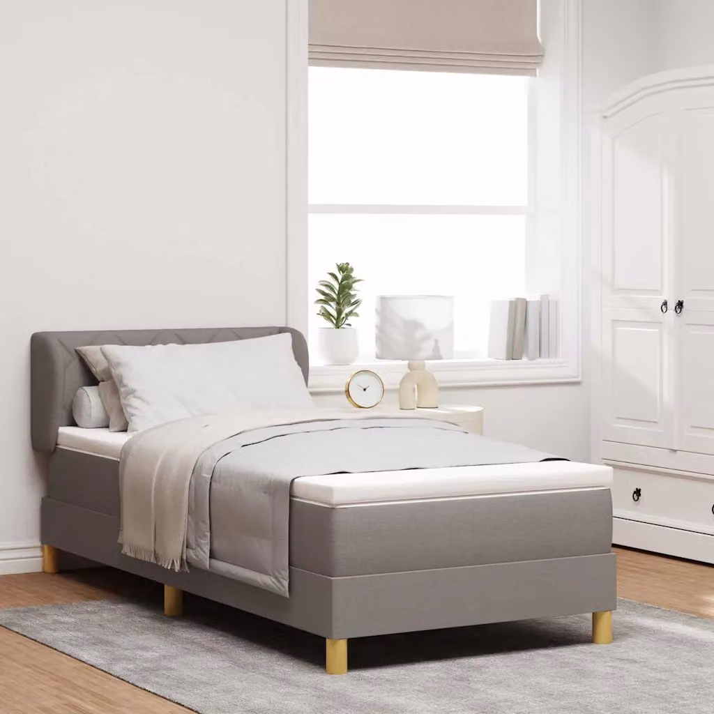 Letto a molle con testiera Talpa vidaXL in tessuto beige o grigio, L/P: 90 x 190 cm