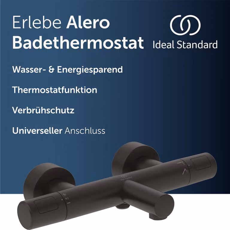 Termostato per bagno Ideal Standard Alero a vista, protezione antiscottatura – Nero opaco
