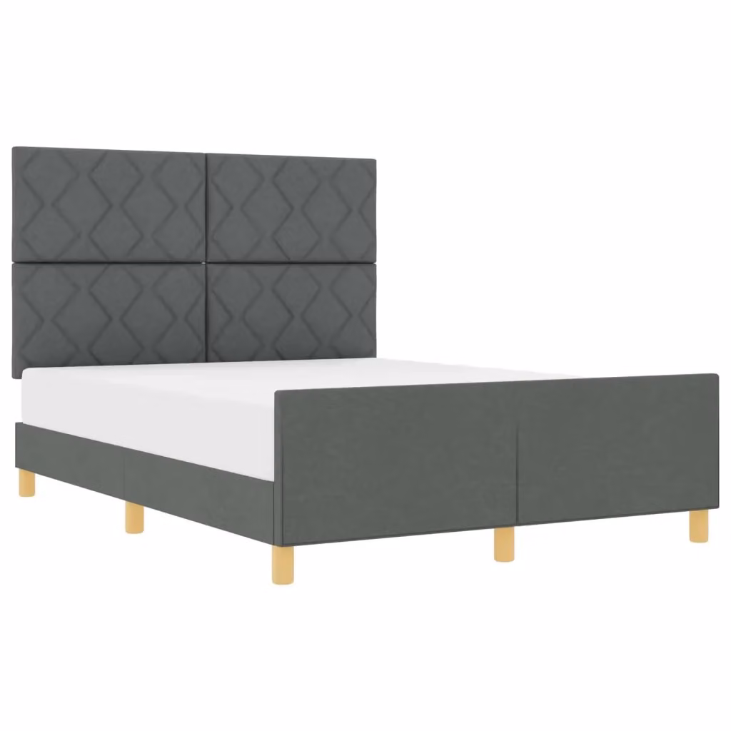 Struttura del letto imbottita vidaXL in tessuto grigio con dettagli in legno, L/P/H: 207 x 160 x 128 cm – 2