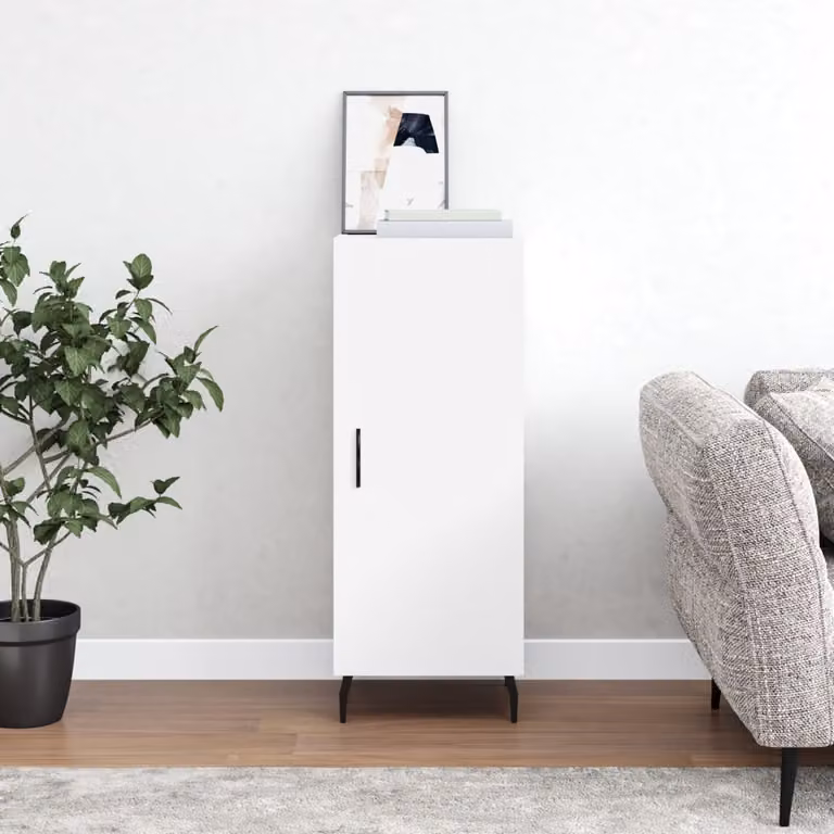 Credenza bianca moderna vidaXL a parete in legno e metallo L: 34,5 cm, P: 34 cm, H: 90 cm