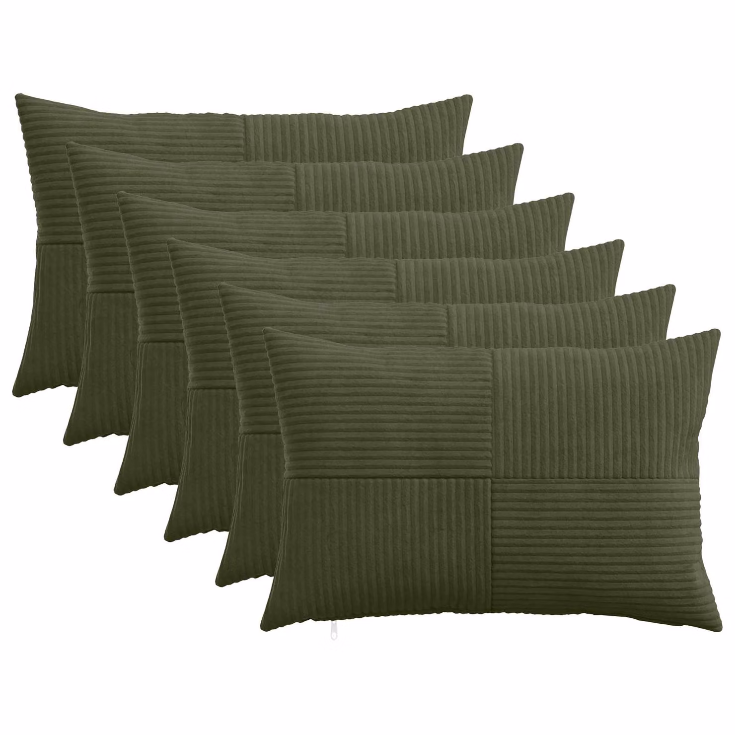 Set di 6 federe vidaXL ALMELO in velluto a coste verde, L 50 cm x P 80 cm