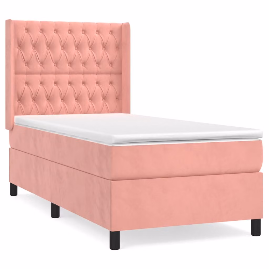 Giroletto a Molle con Materasso Rosa 100x200 cm in Velluto