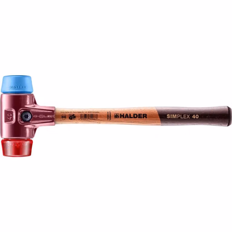 Mazza SIMPLEX soft-face con alloggiamento TE e manico in legno, Ø 40, TPE-soft / plastica