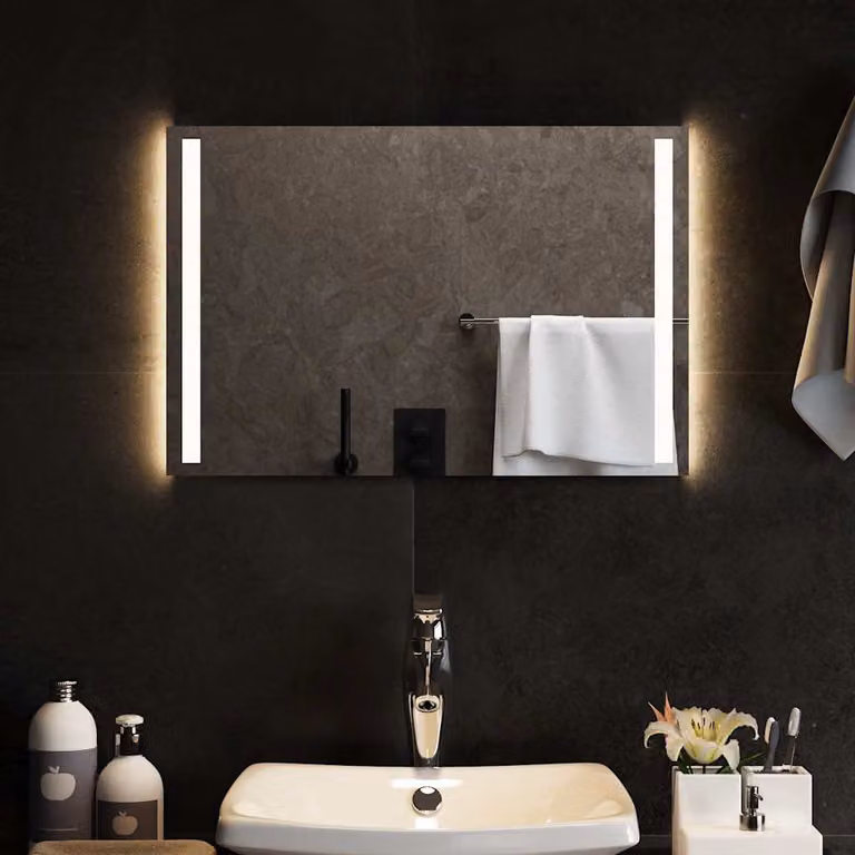 Specchio da bagno moderno vidaXL con luci LED, rettangolare, L: 60 cm, H: 40 cm