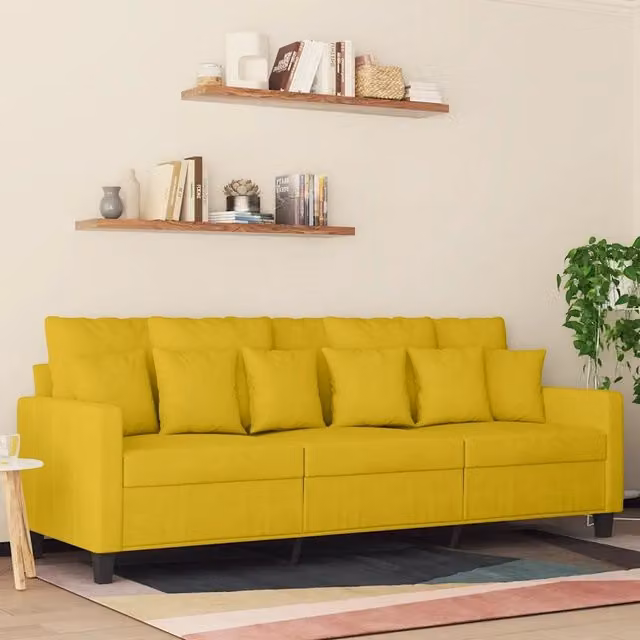 Divano a 3 Posti Giallo 180 cm in Velluto 359319