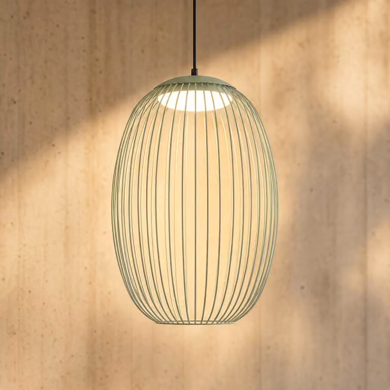Lampada a sospensione da esterno LED Lucande Richi, verde, Ø 35 cm, Richi Lucande, dimmerabile, Verde, Metallo, Moderno