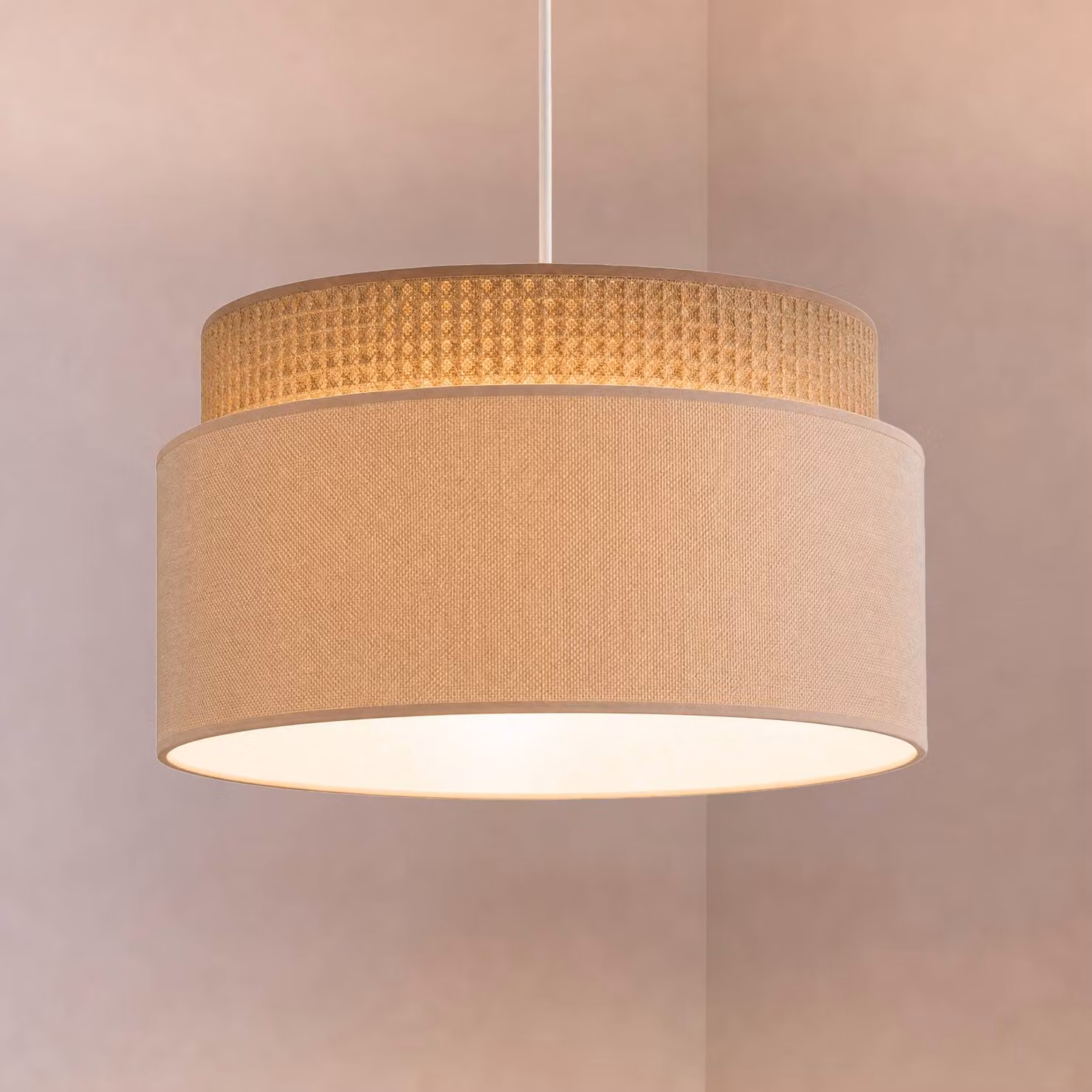 Lampada a sospensione Milano Duolla, Marrone / Ruggine, Soggiorno / Sala da pranzo, Tessuto / Stoffa / Seta, Giovanile, Lampada a sospensione