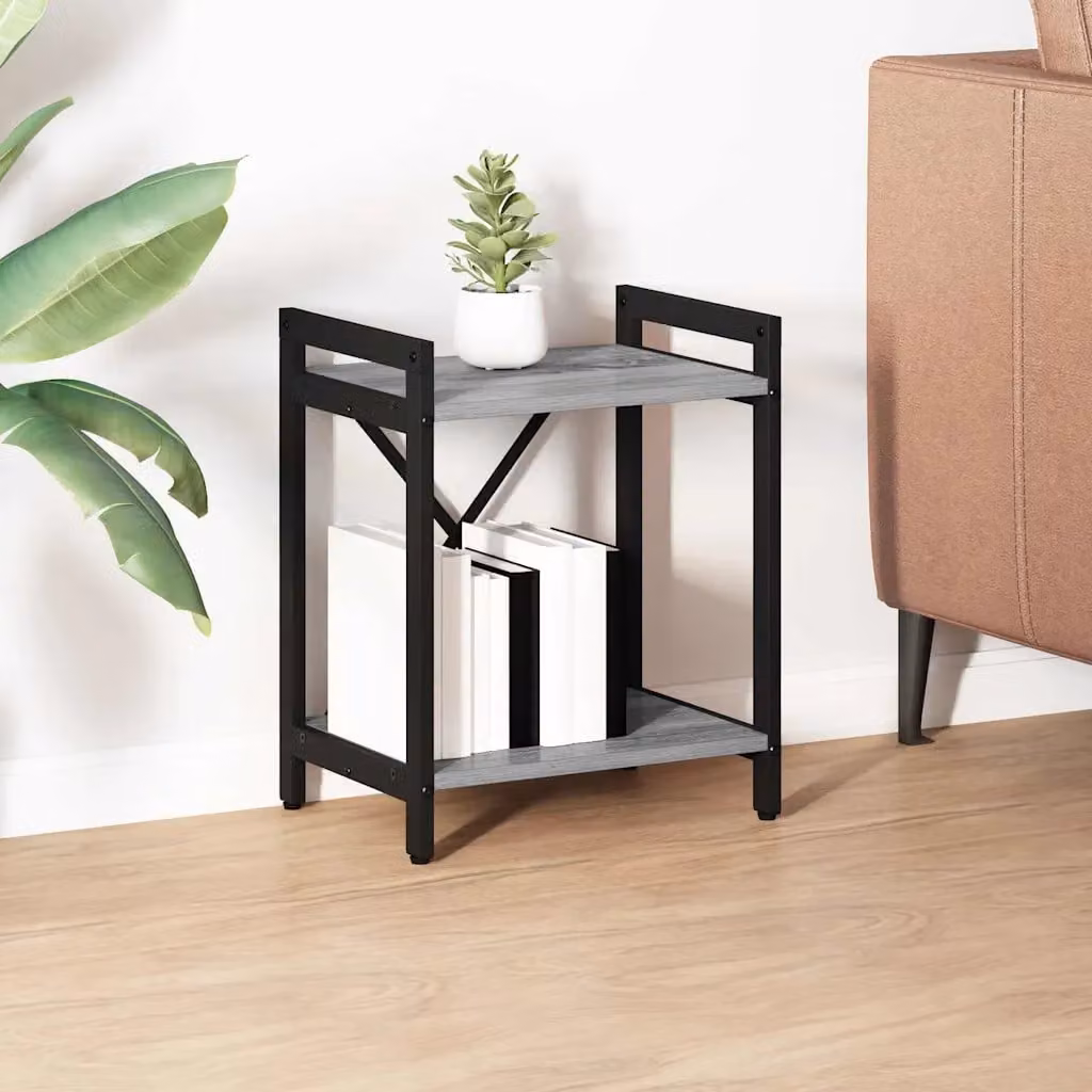 Libreria industrial vidaXL in MDF e metallo, colore grigio, L 40 cm x P 30 cm x H 50 cm