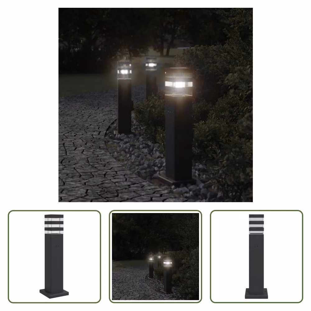 The Living Store: lampada da percorso con presa di corrente, nera, 50 cm, alluminio