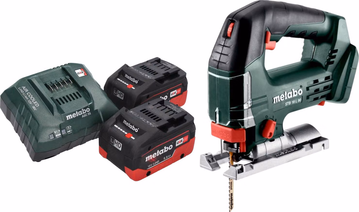 Sega alternativa a batteria Metabo STB 18 L 90 18 V 90 mm + 2 batterie LiHD 5,5 Ah + caricabatteria
