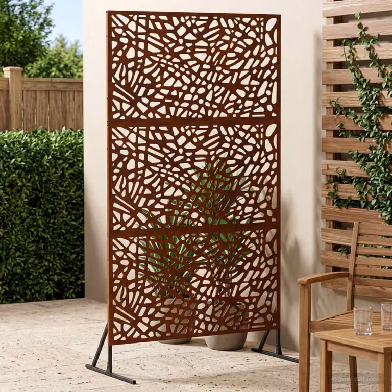 Paravent per privacy vidaXL in acciaio semi-trasparente, colore marrone, L 100 x P 50 x H 180 cm