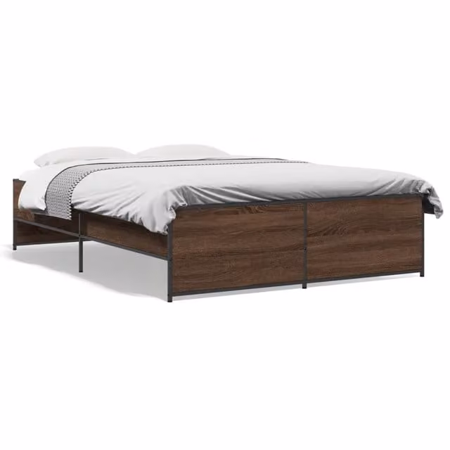 Letto matrimoniale moderno in legno e metallo color rovere marrone L 120 cm x P 200 cm