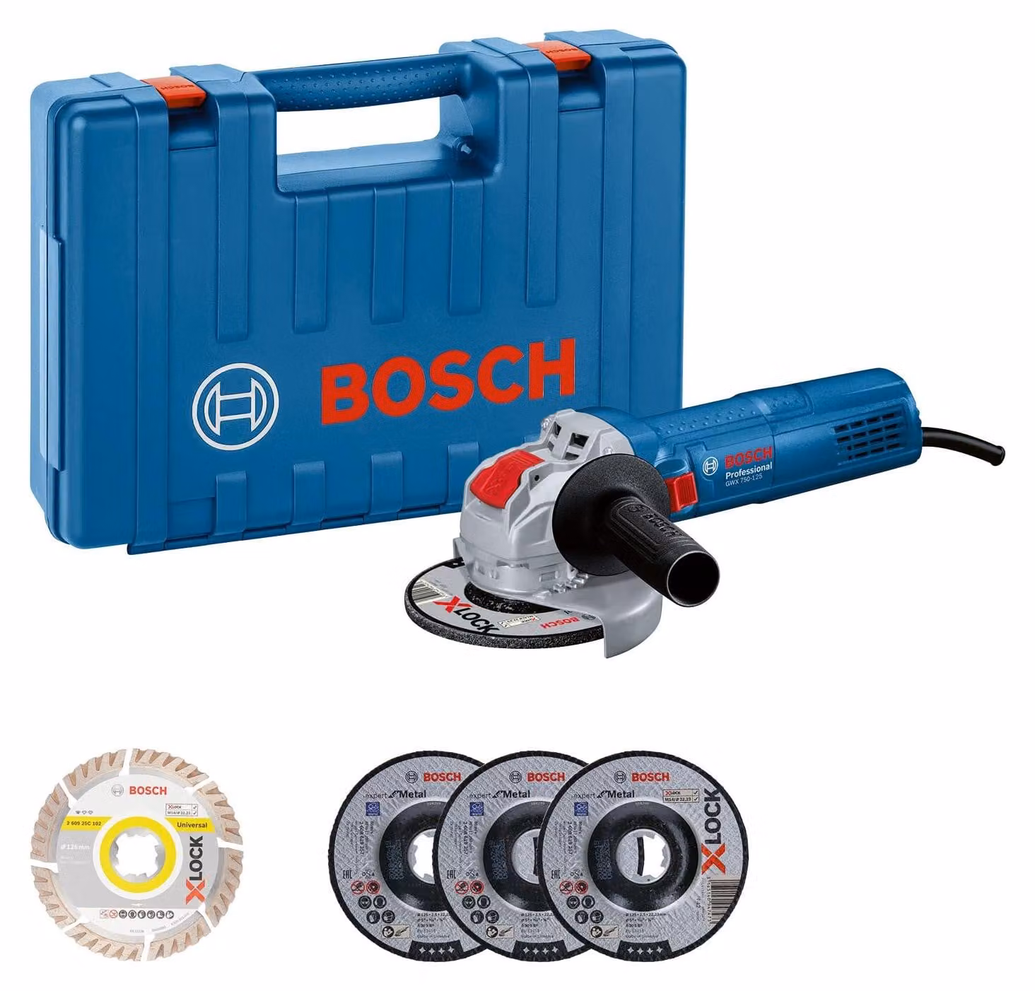 Smerigliatrice angolare Bosch PRO GWX 750-125 con sistema X-LOCK (diametro del disco: 125 mm, potenza: 75