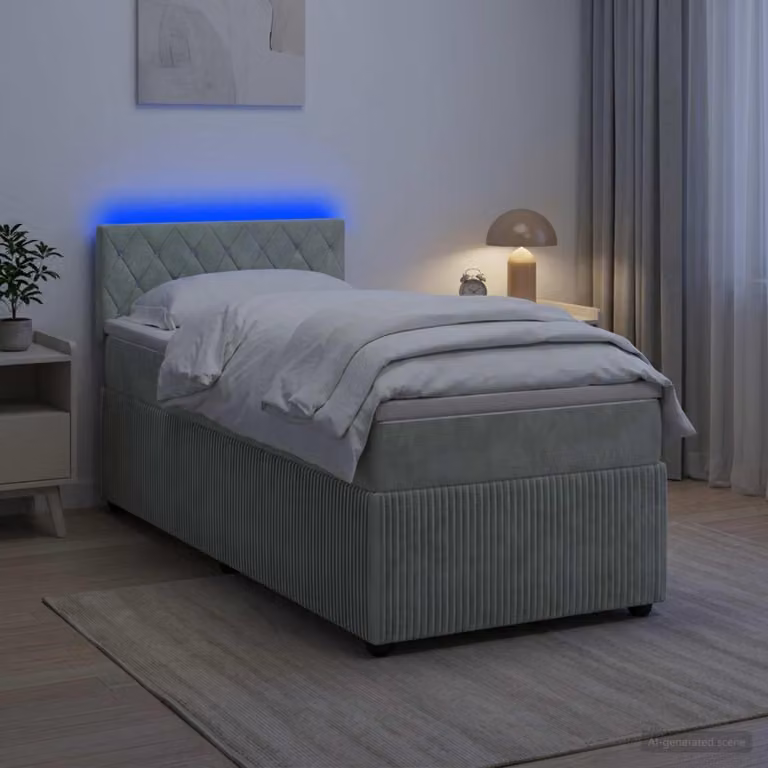 Maison Exclusive - Letto boxspring con materasso grigio chiaro 90 x 190 cm velluto