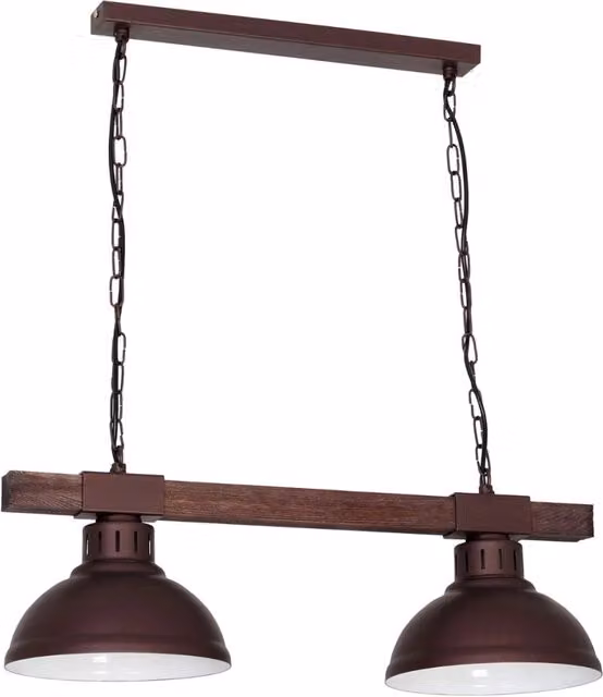 Lampada a sospensione loft Hakon Luminex in legno e metallo marrone con 2xE27 dimmabile