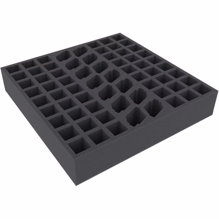 Inserto in schiuma con 68 scomparti per scatola da giochi da tavolo 295x295x55 mm