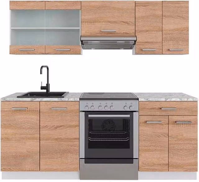 Cucina componibile R-Line Sonoma/Bianco 200 cm senza piano di lavoro Vicco