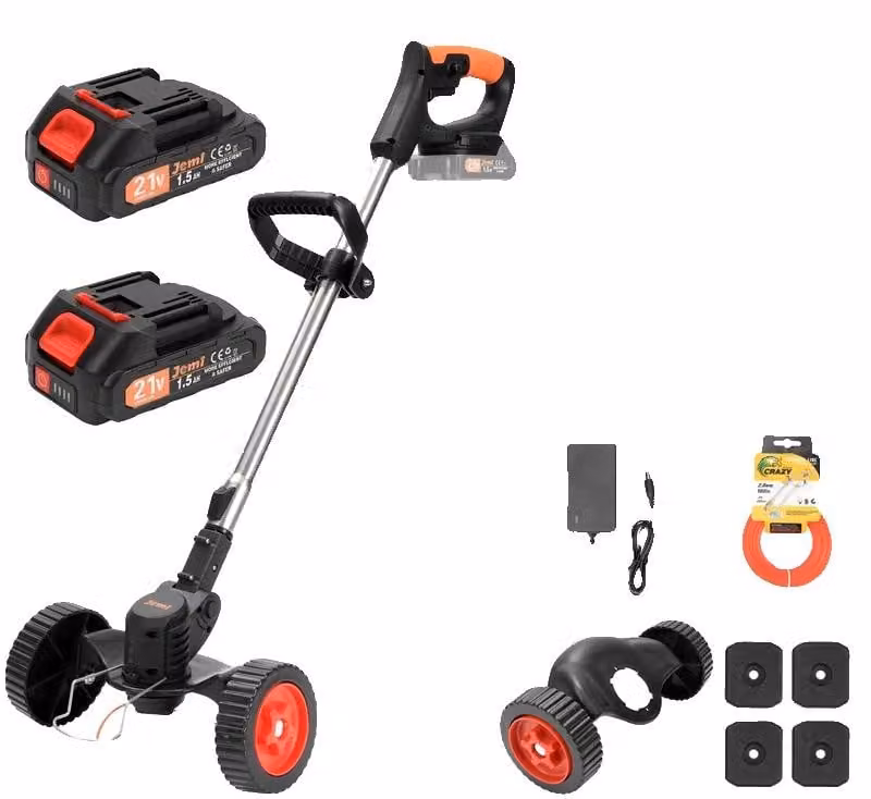 Tagliaerba, batteria agli ioni di litio da 21V, testa regolabile, 2 batterie