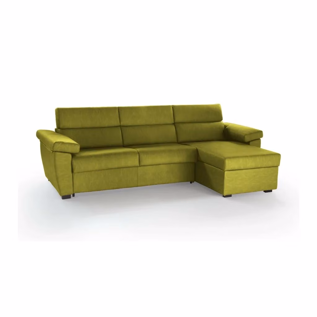 Divano Letto Tolle DMORA con Penisola Sfoderabile, Made in Italy, Verde, L/P: 285 x 160 cm – 2