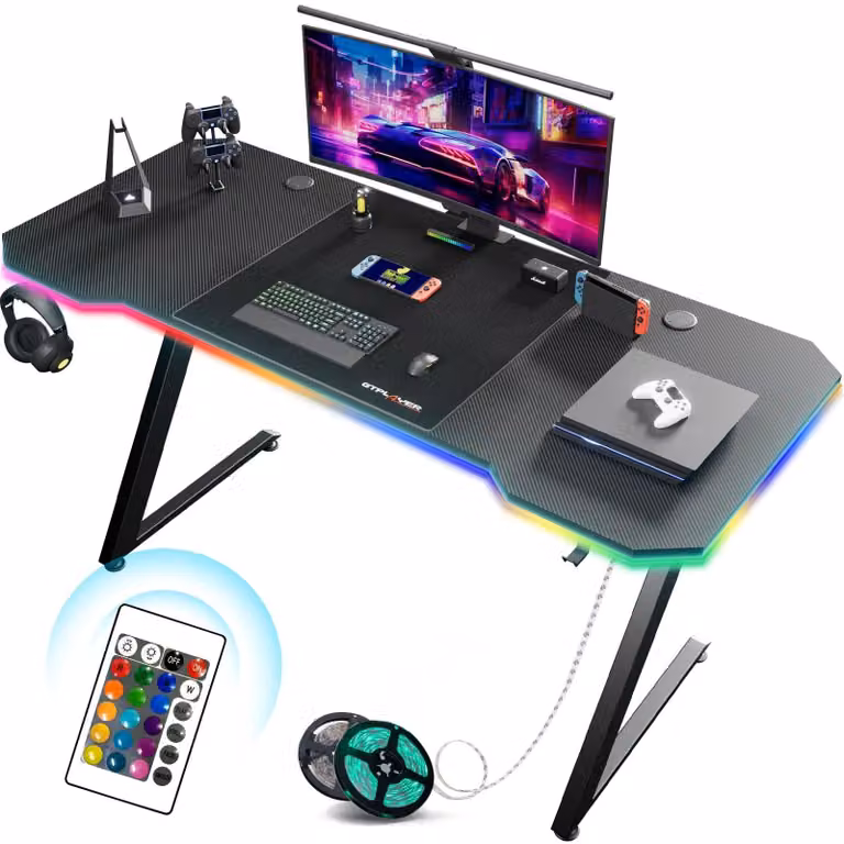 Tavolo per computer - Scrivania per computer - Mobile per computer - Tavolo per laptop - Tavolo da gaming - con illuminazione a LED