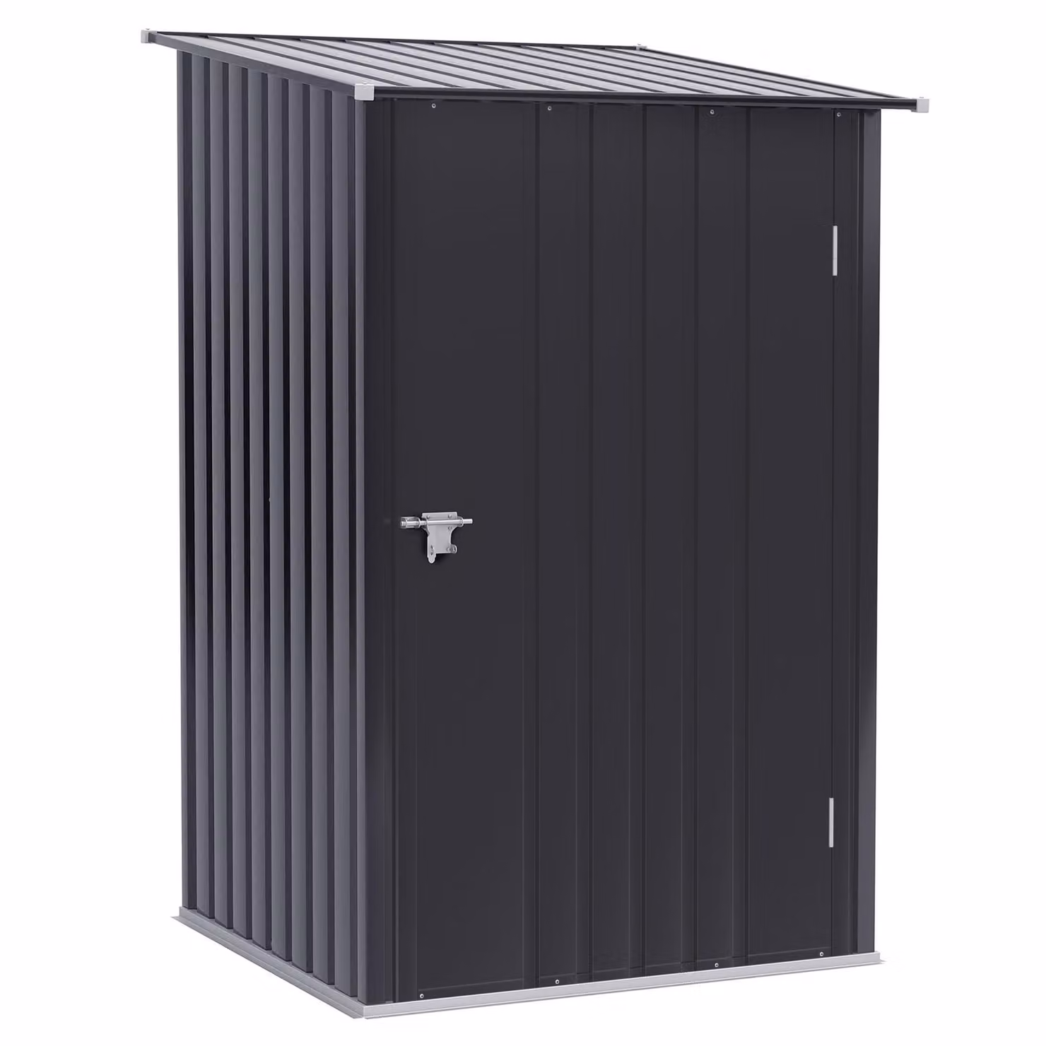 Capanno da giardino in metallo Moonbite, dimensioni 1 x 1 metro, superficie di base di 0,92 metri quadrati, acciaio zincato, porta con serratura, tetto inclinato, colore grigio scuro