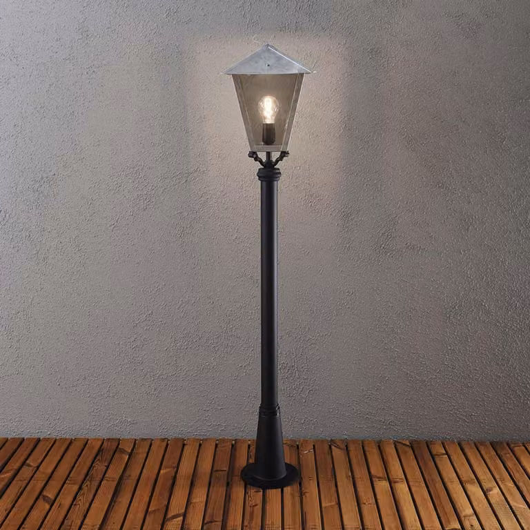 Lampada da sentiero Konstsmide Benu in acciaio zincato con vetro acrilico color fumo