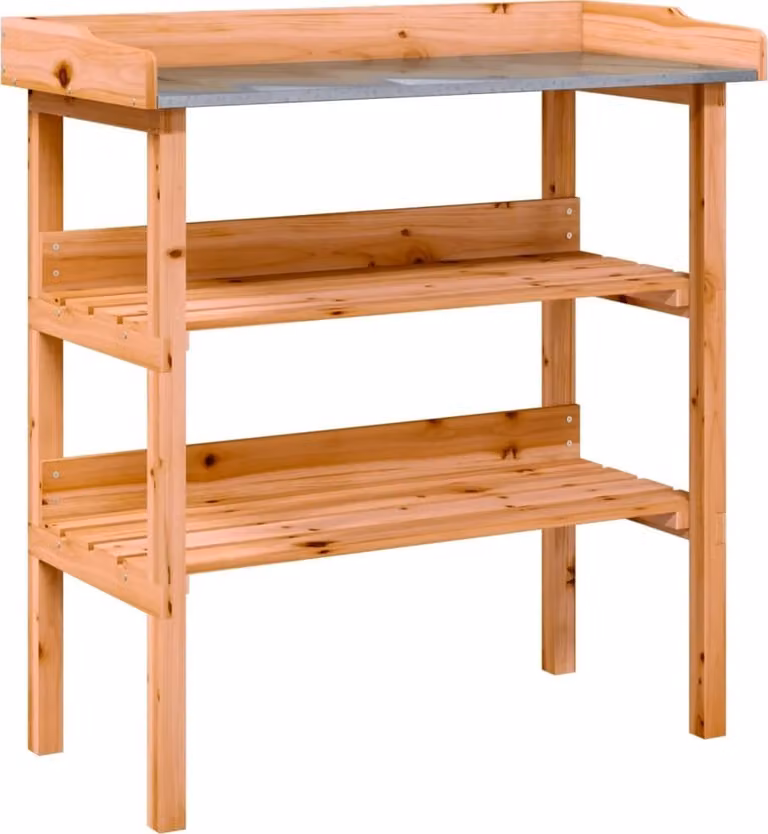Tavolo Piante con Ripiani Marrone 78x38x,82,5cm Massello Abete