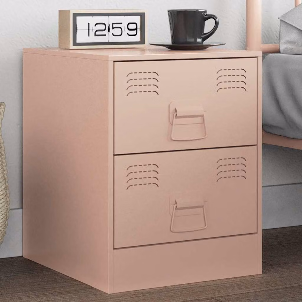 Comodino moderno vidaXL in metallo rosa L: 34,5 cm, P: 39 cm, H: 44 cm