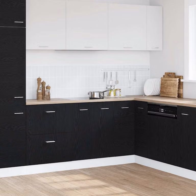 Base mobile da cucina vidaXL in legno MDF nero con ante a battente L: 60 cm, P: 46 cm, H: 81,5 cm
