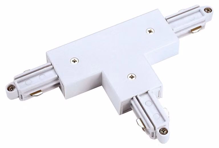 Connettore a T per binario HV a circuito singolo, conduttore di protezione destro, bianco