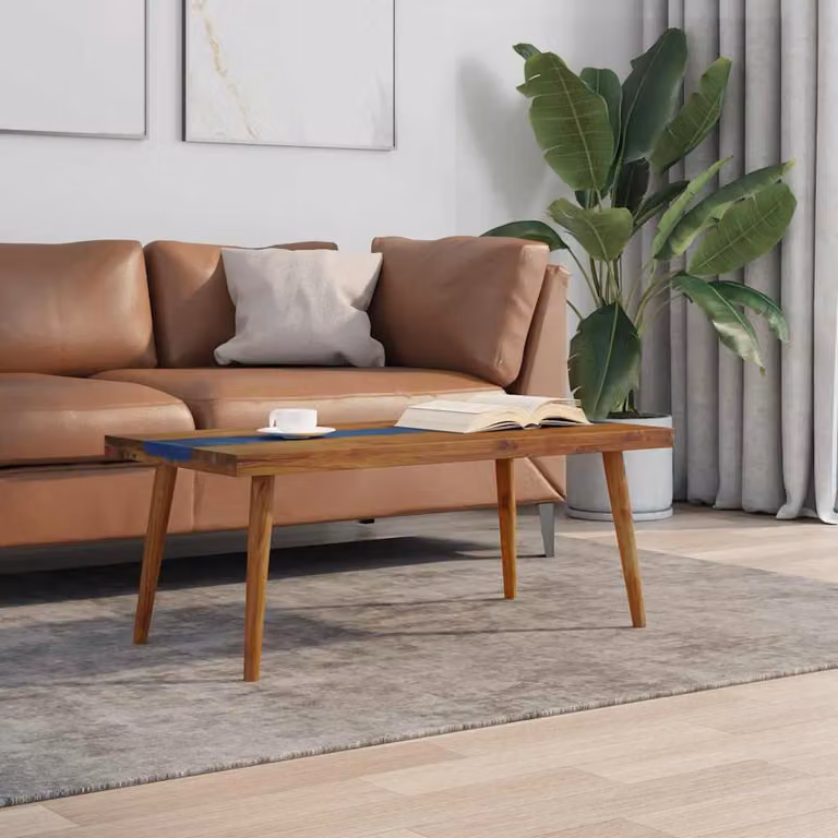 Maison Exclusive - Tavolino da caffè in teak e resina, 100x50x40 cm