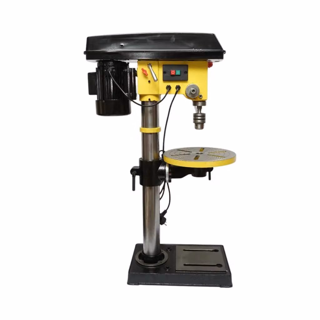 Trapano a colonna Crownman da banco 450W, 220V, giallo, con mandrino da 16 mm e 5 velocità – 2
